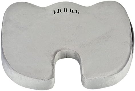 Wuudi Cool Gel-Enhanced Non-slip Coccyx Memory Foam Gel Seat Cushion Top Doctor Recommended Premium Grade Orthopedic Cushion for Back and Tailbone Pain Relief