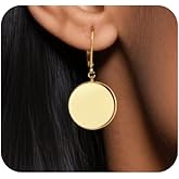 Trendy Gold Disc Leverback Earrings for Women,Dainty Aesthetic Geometric Coin Drop Dangle Earring,Personalized Anniversary Jewelry Accessories Gifts