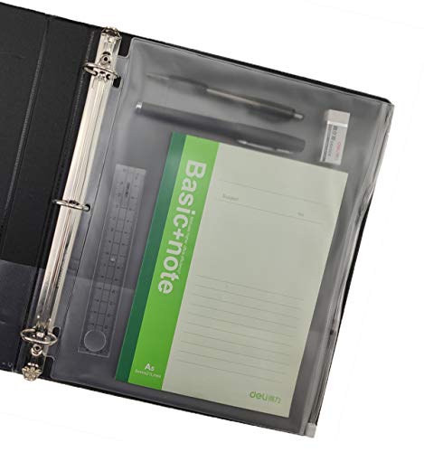 YoeeJob 3 Holes Clear PVC Zipper Binder Pocket Insert Pages Letter Size, 8 1/2