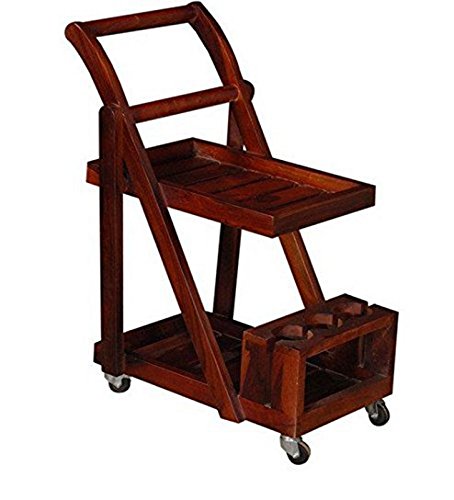 Jiya Creation Bar Trolley/Serving Trolley/Wooden Service Trolley (Sheesham Wood) (Honey Color Finish)