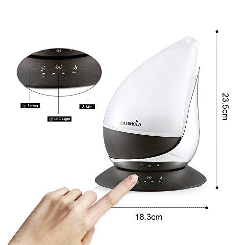 Easehold Aroma Essential Oil Diffuser Humidifier 400ml Cool Mist with Colorful Lights 4 Timer Wood Grain Finish
