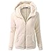 nurrat Women Fashion Solid Long Sleeve Hooded Front Zipper Plush Sweatshirt Coat Cardigans
