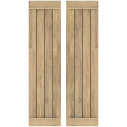 14"W x 66"H Americraft Four Board Exterior Real Wood Joined Board-n-Batten Shut…