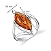Baltic Amber Elliptical Ring Sterling Silver Cognac Color Marquise Shape Size 8