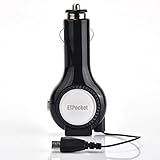 Car Charger, E.T.Pocket Tangle-free Retractable Micro USB Cable Car Charger With 1 USB Charging Port for Samsung S7 Edge S6 Edge and Other Micro USB Device (Black)