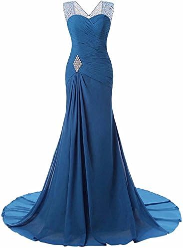 loffy dresses Womens Mermaid Prom Bridesmaid Dresses Ocean Blue Size 4