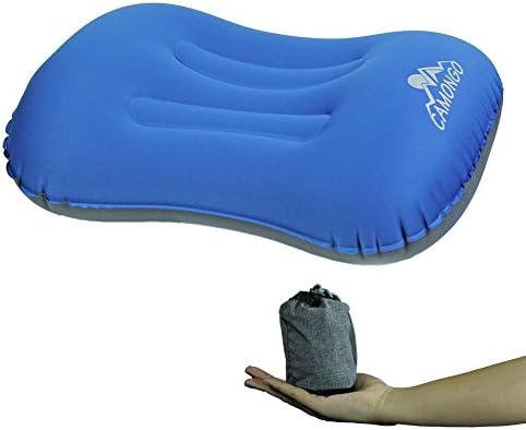 CAMONGO Ultralight Inflatable Camping Pillow, Compressible Air Pillow for Hiking, Camping and Travelling, Comfortable for Neck &amp; Lumbar Support (Dark Blue)