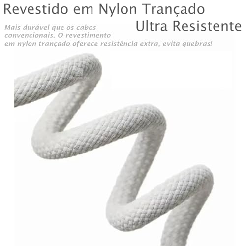 Cabo com 2 Metros Turbo USB-C Tipo-C 60w Trançado De Nylon Compativel com Iphone 15,16,17 Pro/Max IOS/Android Premium Reforçado