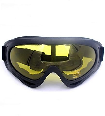 Angogo Ski Goggles Ski Snowboard Skate Goggles Adjustable UV Protective Motorcycle Goggles Outdoor Tactical Glasses Dust-proof Protective Combat (Yellow)