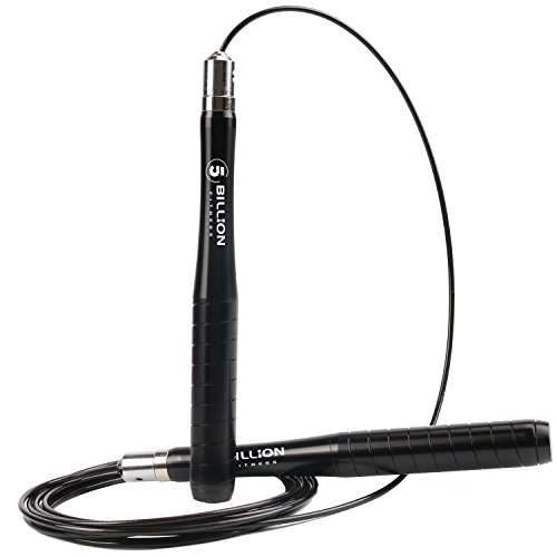 5BILLION Skipping Rope & Speed Jump Rope - Ball Bearings - Adjustable Self Locking - Workout for Double Unders, Exercise, WOD, Outdoor, MMA & Boxing Training