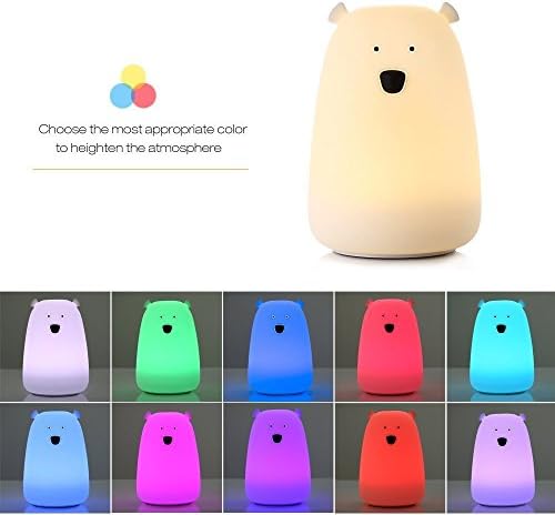 Joyhero Children Night light ,USB Rechargeable 7-Color Breathing Modes and Single Color 3-Modes Portable Silicone LED Night Lamp,best nightlight for baby (01)