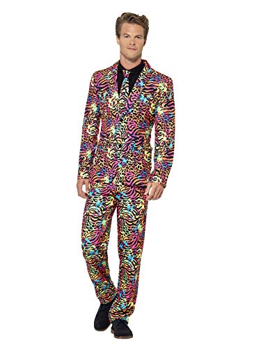 Smiffys Men's Neon Suit, Stand Out Suit, Jacket, pants and Tie, Stand out Suits, Serious Fun, Size XL, 41585