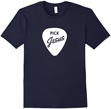 Mens ChristianiTees: Guitar Pick Jesus T-Shirt Large Navy
