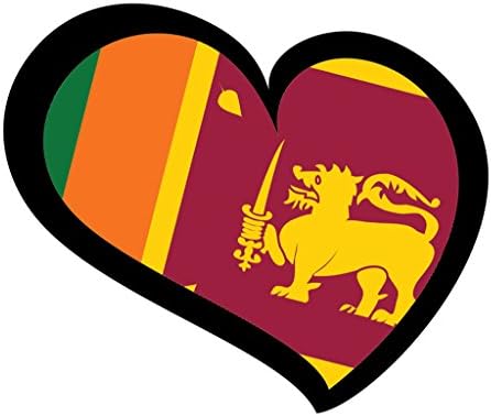 SRI LANKA Country Flag Sticker - Heart Shape Bumber Sticker Decal - 3"x2.5" (Small) or 4.5"x3.5"(Large)