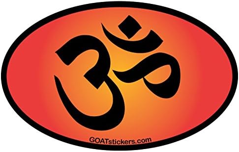 Om Symbol Oval Vinyl Sticker. Style your laptop, car or gear. Om mantra sticker for meditation spaces or a meditation laptop sticker.