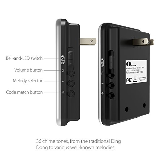 1byone Easy Chime Wireless Doorbell Kit, 2 Plugin Receivers & 1 Push