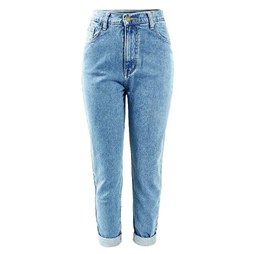 Baumwolle Vintage-High Waist Mom Jeans Women`s Blau Schwarz-Denim-Hosen Boyfriend-Jeans Femme for Frauen-Jeans (Color…