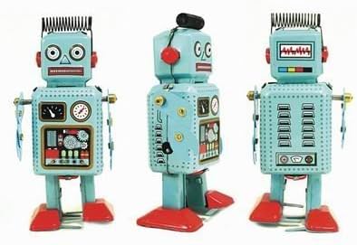 Ralph Robot - Blue Radar Robot Tin Toy Collectible by Robot Tin Toys