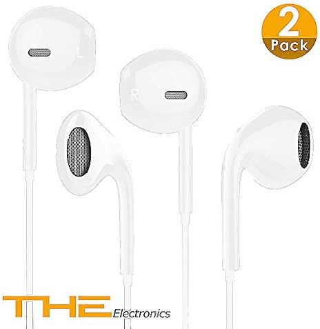 THE Electronics Wired 3.5MM Snow White Earphone/Earbuds/Headphones +1 Carry Case w/ Remote and Mic for Apple Samsung HTC Google Nokia Android smartphones Tablets ( (White Quantity 2)