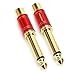 MOBOREST 1/4 in to RCA Female Pure Copper Adapter, 6.35mm Mono TS Plug Male 1/4 inch to RCA Female Stereo Interconnect Audio Adapter, (Red-2Pack)