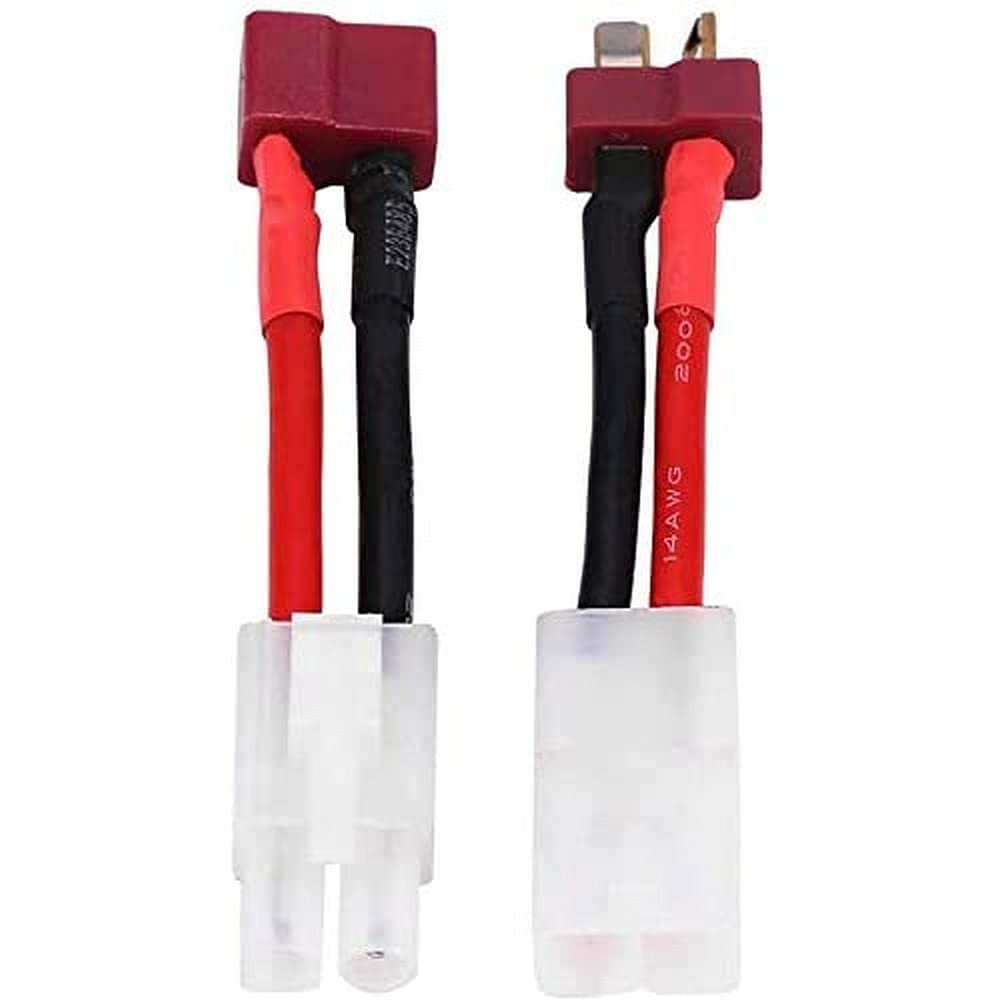 YUNIQUE GREEN-CLEAN-POWER - Deans T to Tamiya Adapter Cable for RC Vehicles and Lipo Batteries | Compatible with Chargers | Male and Female Connectors, Red Black, Plastic