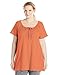 Just My Size Women's Plus-Size Slub Jersey Crochet Trim Tunic with Drawcord, Tangy Melon, 4X