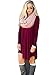ReachMe Women's Casual Loose T Shirt Dress Long Sleeve Tunic Dress with Lace Trim(Burgundy,M)