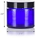 JUVITUS 2 oz Cobalt Blue Glass Straight Sided Jar With Black Smooth Lids Airtight, Smell Proof, BPA Free (4 pack)