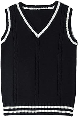 Men Women Knitted Cotton V-Neck Vest JK Uniform Pullover