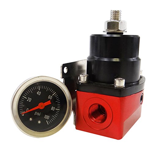 Universal Adjustable EFI Aluminum Fuel Pressure Regulator Kit with 0 100 psi Gauge AN6 6AN
