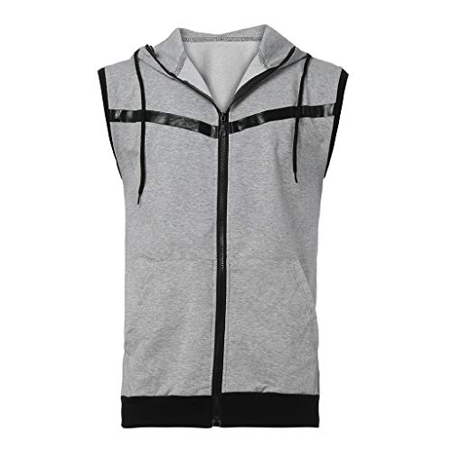 Forthery Men Sauna Sweat Vest Loss Waist Trainer Vest Zipper Workout Tank Top Shapewear(Grey,US Size M = Tag L) - Thumbnail 2
