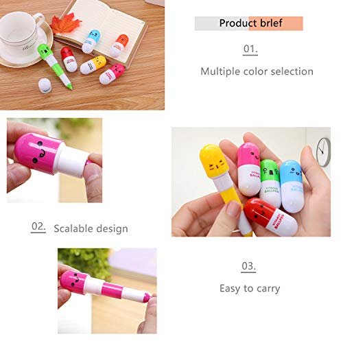 30pcs Vitamin Pill Pens,Pill Shaped Pens Retractable Ball Pens,1 Sticky Notes and Pencil Pouch,Imaginary Doctor Play,Nurses week Gifts Kawaii School Supplies,Prizes And Giveaway - Thumbnail 3