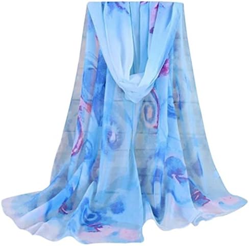 Shawl, New Lady Long Soft Wrap Silk Chiffon Scarf Scarves (Z_Blue)