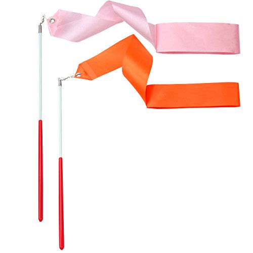 image for Elcoho 16 Pieces Dance Ribbons Streamers Rhythmic Gymnastics Ribbon Wa