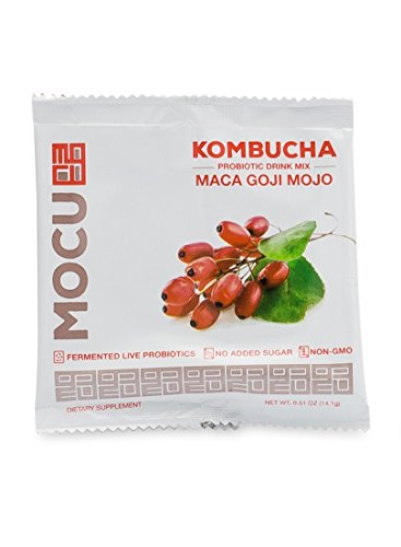 MOCU Kombucha Probiotic Drink Mix, Maca Goji Mojo - No Sugar Added - 12 Count