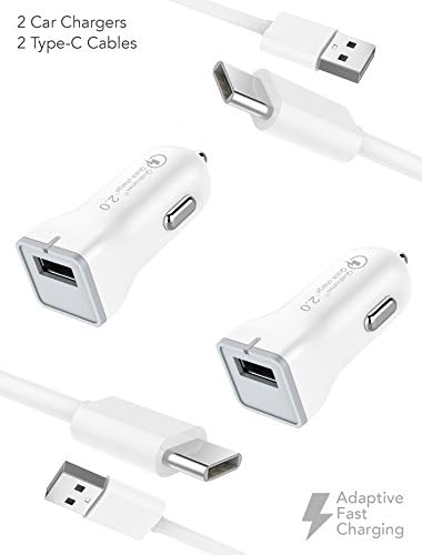 LG G6 Plus Combo Kit Set with USB-C Charger! Adaptive Fast Charger {2 Car Chargers + 2 Type-C Cables} - By Ixir. Fast charger up to 50% faster charging!