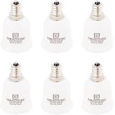 E ENERSYSTEC E12 to E26 Adapter Candelabra to Medium E26 Bulb Base Adapter, Chandelier Light Socket to Standard Converter, E12-E26 Regular A19 LED Light Bulb Base, 6 Pack