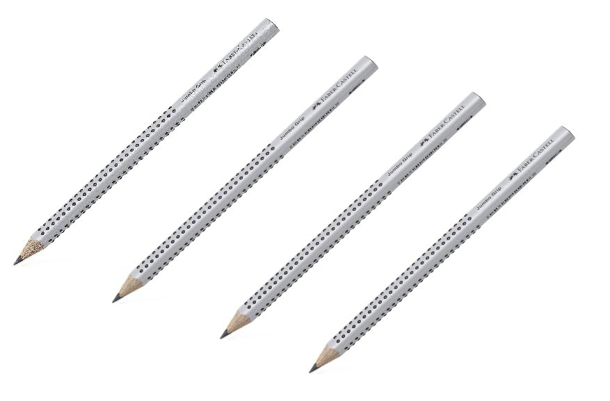 Faber-Castell 111997-2 Jumbo Grip Pencils, Hardness: B, Barrel Colour: Silver (2 Packs)
