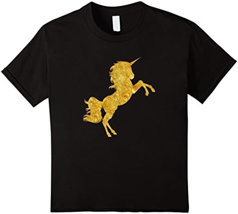 Kids Kids Gold Bling Unicorn Gift T-Shirt - Girls Shirt 6 Black