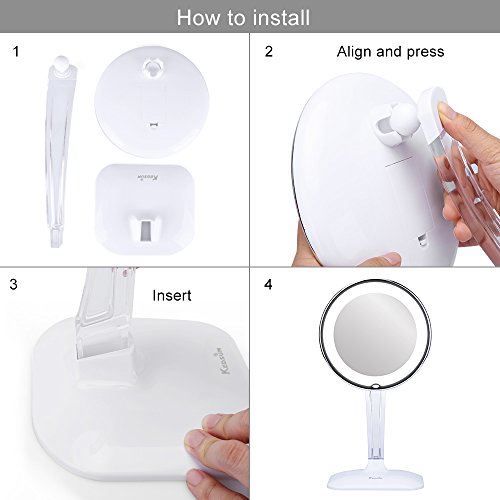 KEDSUM 10X Magnifying Lighted Makeup Mirror,Desktop Vanity Mirror with Adjustable Height 12.8-15.7",Cosmetic Magnification Mirror with Lights,Wireless Tabletop Mirror,Lighted Mirror ,Rotates 360° - Thumbnail 6