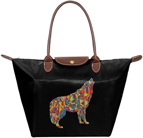 Women's Tote Bag Custom Enraged Howling Wolf Women's Waterproof Foldable Tote Shoulder Bag,Handbag,Multi-Function Diaper Bag Mummy Bag