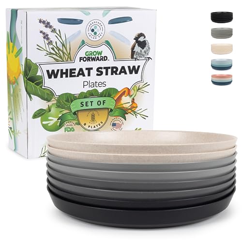 Grow Forward Premium Wheat Straw Plates 10 Inch Reusable Hard