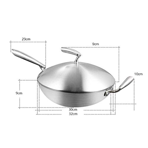 XLEVE Stainless Steel Wok，HardAnodized Aluminum Wok with lid, Nonstick