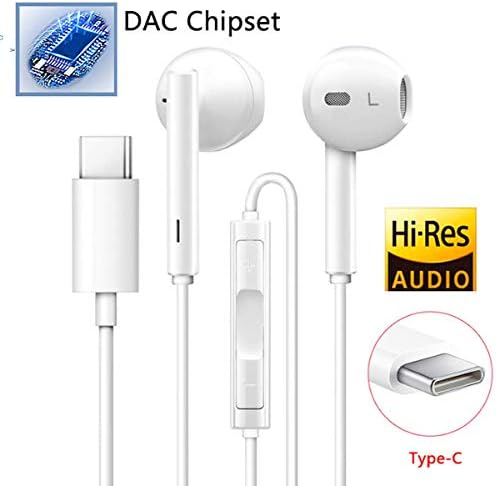 Anskp Type C Digital Headphone, Handsfree USB C Earphones with Mic and Remote Control,Hi-Res Audio and DAC Chipset Earbuds Compatible with huawei P20 Pro,Xiaomi,Google Pixel,HTC,Samsung,Moto,OPPO
