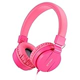 ONTA gorsun Foldable On Ear Audio Adjustable Lightweight Headphone for Kids Cellphones Smartphones iPhone Laptop Computer Mp3/4 Earphones (Pink)