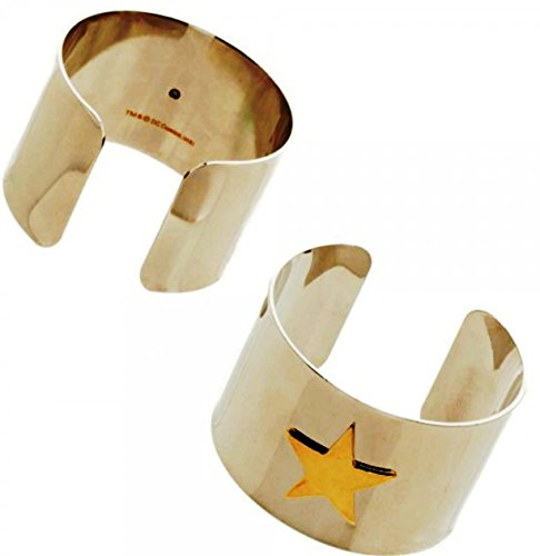 Wonder Woman Set of 2 Star Logo Silver Cuff Bracelets DC Comics
