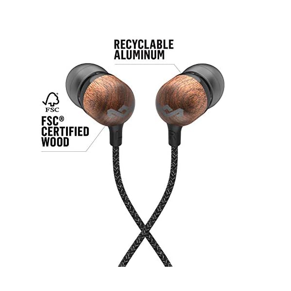 House-of-Marley-Smile-Jamaica-In-Ear-Headphones-Sustainably-Crafted-Eco-Friendly-Noise-Isolating-Wired-Earphones-92mm-Driver-Tangle-Free-Cable-1-Button-Microphone-Control-Signature-Black House of Marley Smile Jamaica In-Ear Headphones - Sustainably Crafted, Eco-Friendly, Noise Isolating Wired Earphones, 9…