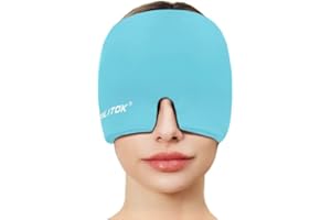 EXQUISLIFE Migraine Headache Relief Cap, Gel Ice Head Wrap, Hot and Cold Therapy, Headache Eyes Mask for Sinus, Puffy Eyes, Tension and Stress Relief (Blue)