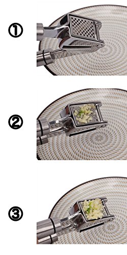 HiramWare Garlic Press, Stainless Steel Garlic Mincer with Peeler and Cleaning Brush, also Called Garlic Crusher or Garlic Squeezer, Dish-washer Safe Kitchen Gadgets, Tube Roller Made of