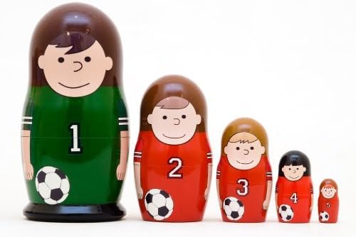 Soccer Counting 5-piece Russian Wood Nesting Doll